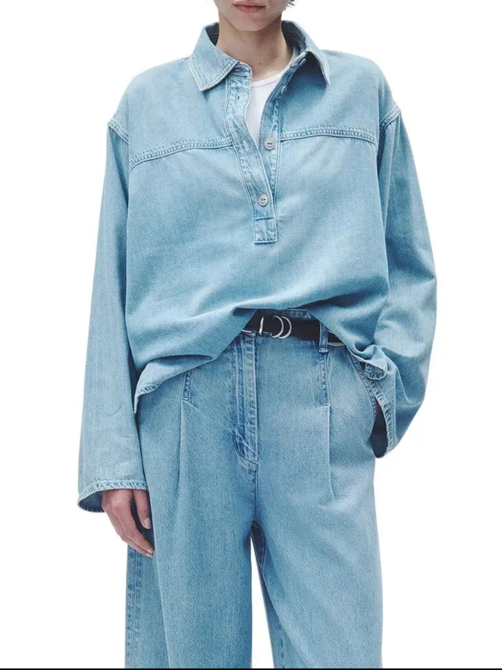NWT rag & bone Emily Lightweight Denim Popover Shirt Sz M